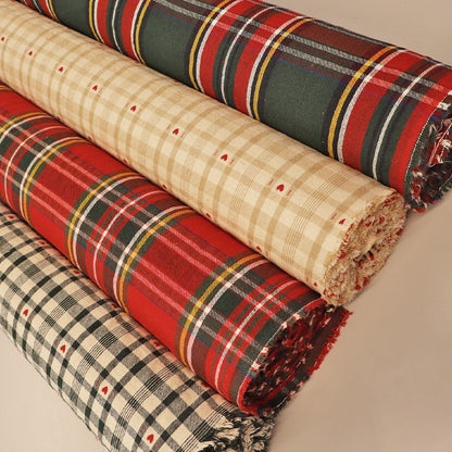 Rustic Woven Cotton - Green Tartan