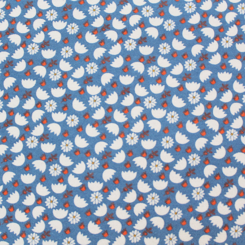 Blue Floral Brushed 100% Cotton Fabric