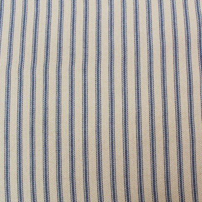 100% Cotton  Ticking Fabric - Taupe and Blue Stripe