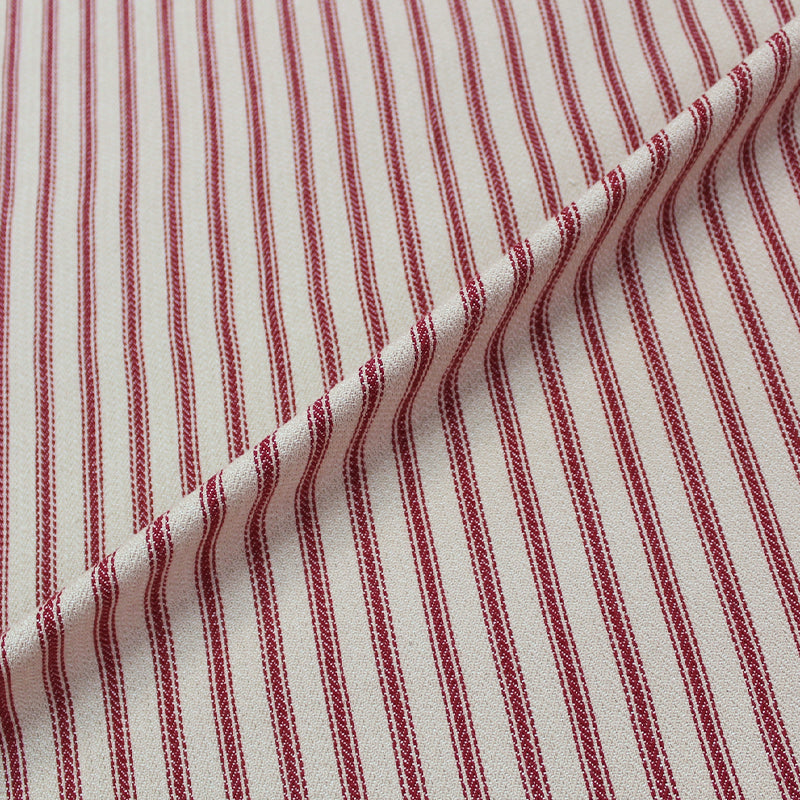 100% Cotton  Ticking Fabric - Red and Taupe Stripe