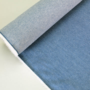 Stonewashed Cotton Denim - Medium Blue