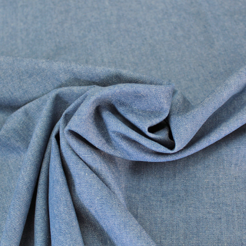 Stonewashed Cotton Denim - Medium Blue