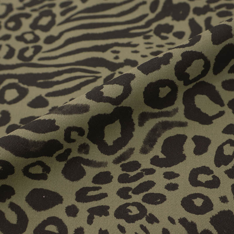 180CM REMNANT Stretch Cotton Twill - Khaki Green - More Leopard than Zebra
