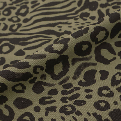 180CM REMNANT Stretch Cotton Twill - Khaki Green - More Leopard than Zebra