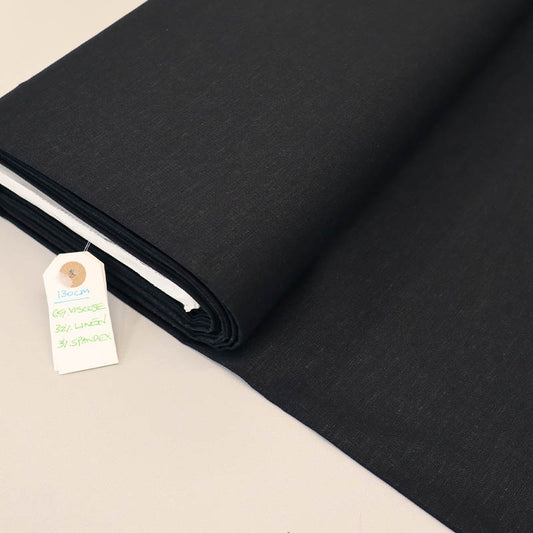 Stretch Linen and Viscose Mix - Black