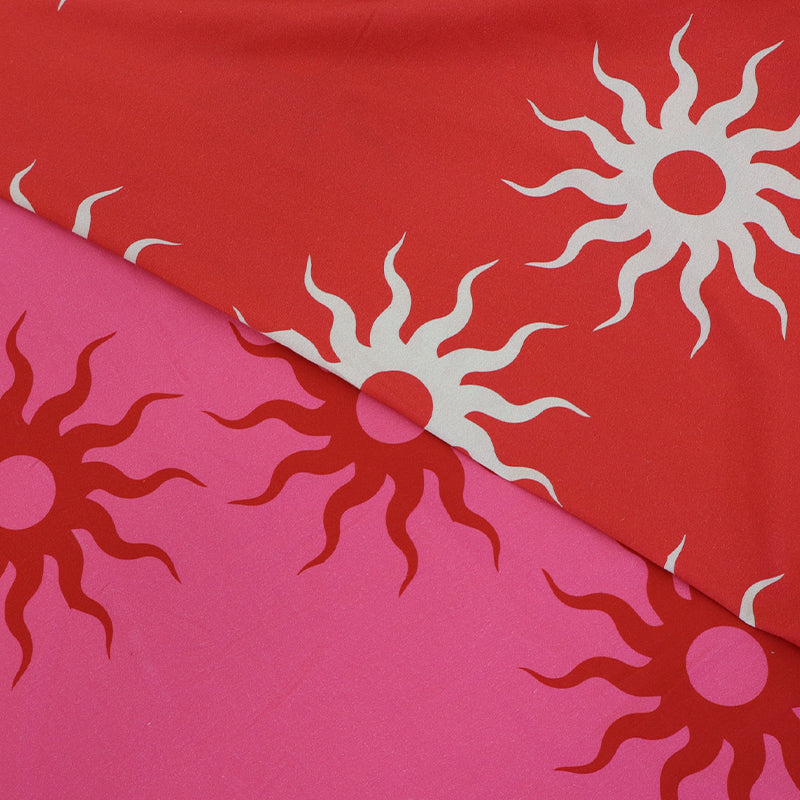 Red and Pink fabrics with sun print