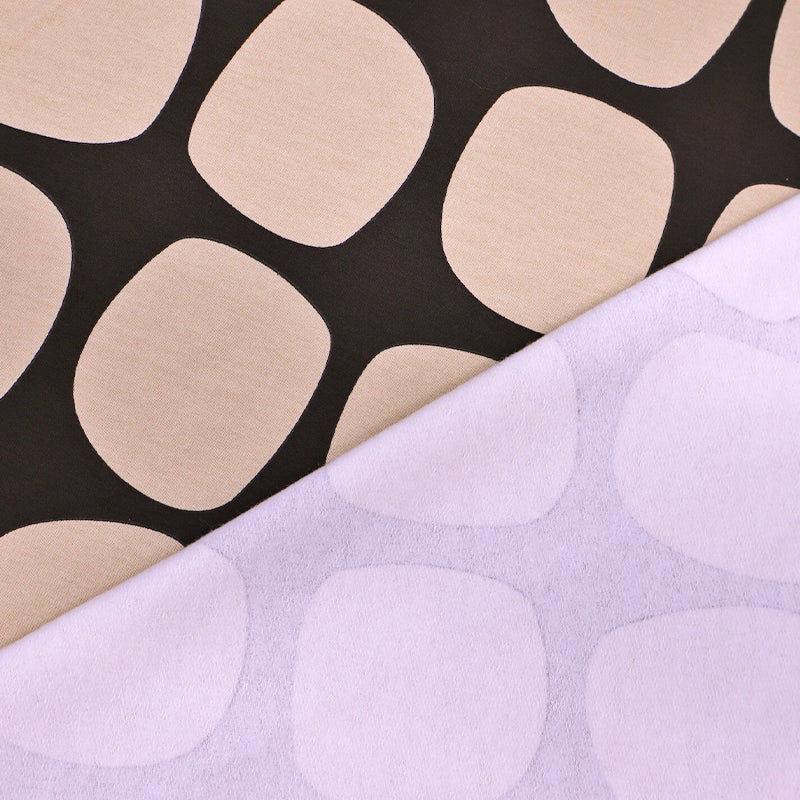 95% Cotton 5% Elastane Brushed Back Sweatshirt Fabric - Black and Cream - French Terry