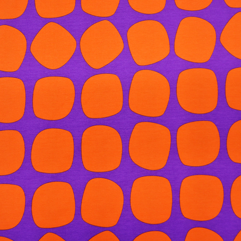 95% Cotton 5% Elastane
Brushed Back Sweatshirt Fabric - Orange and Purple - French Terry