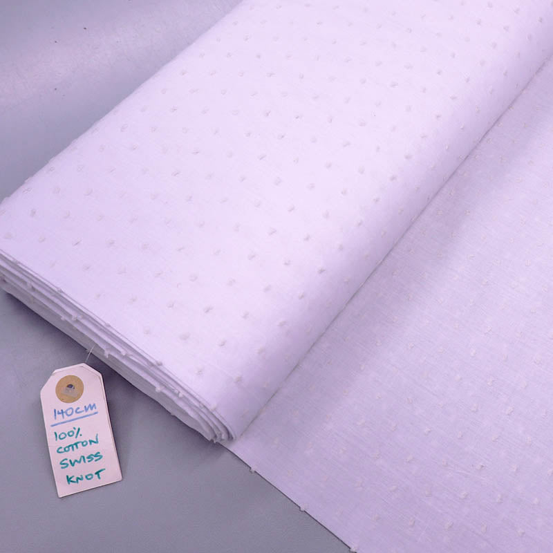White Swiss Dot Cotton Fabric