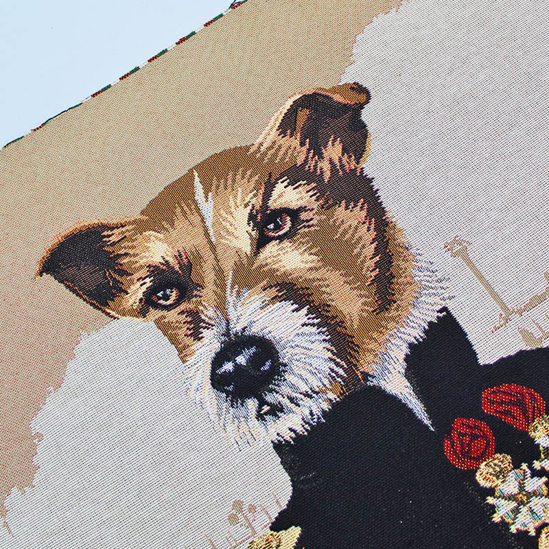 58% Cotton 32% Polyester 10% Acrylic  Dog Print Tapestry Fabric Panel