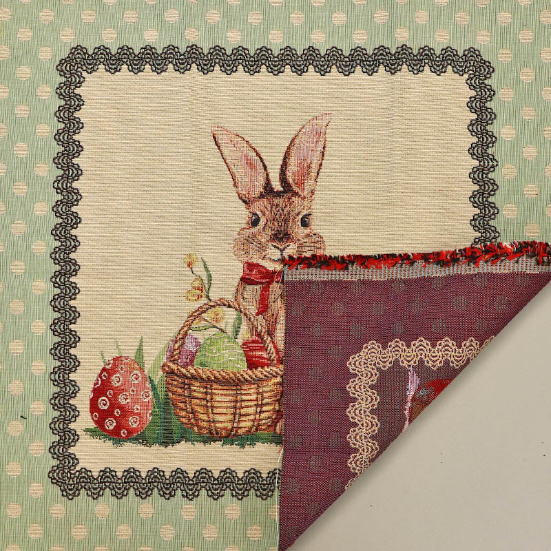 58% Cotton 32% Polyester 10% Acrylic Tapestry Fabric Panel - Easter Bunny Print