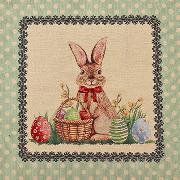 58% Cotton 32% Polyester 10% Acrylic Tapestry Fabric Panel - Easter Bunny Print