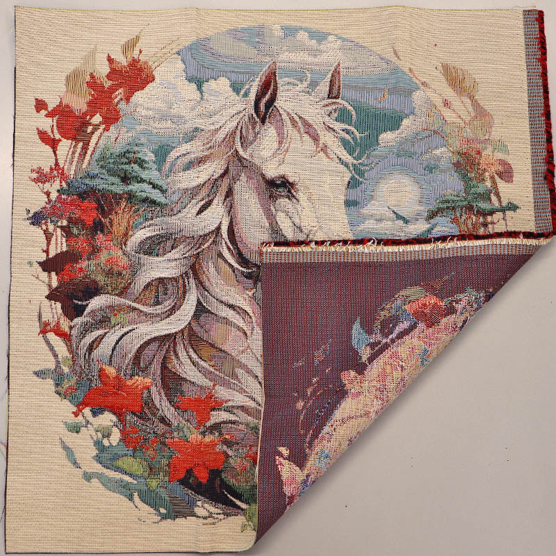58% Cotton 32% Polyester 10% Acrylic
Tapestry Fabric Panel - White Horse Print