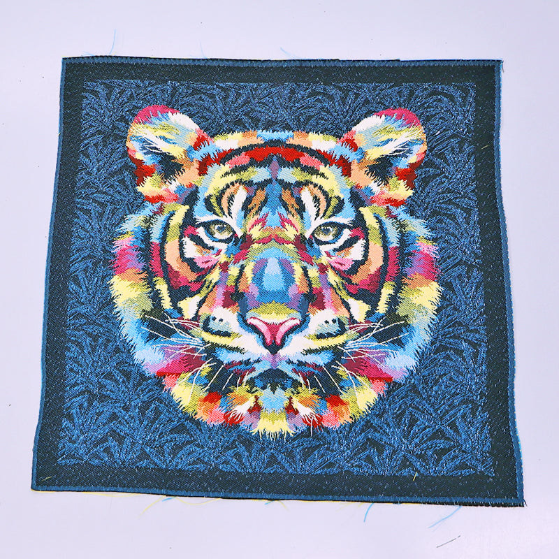78% Polyester 22% Cotton Blue Tapestry Panel Fabric - Rainbow Tiger