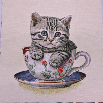 49% Cotton 35% Polyester 16% Acrylic
Kitten and Tea Cup Tapestry Panel Fabric