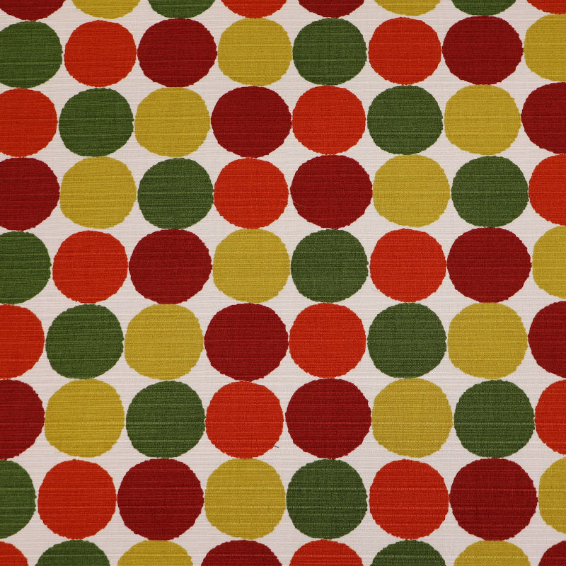 100% Cotton Textured Cotton Bark Cloth - Yellow, Red & Green Spots