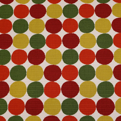 100% Cotton Textured Cotton Bark Cloth - Yellow, Red & Green Spots