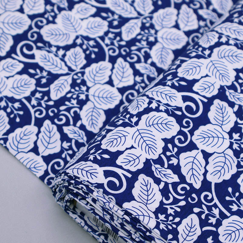 100% Cotton V&A Organic Cotton Fabric - Blue Botanical
