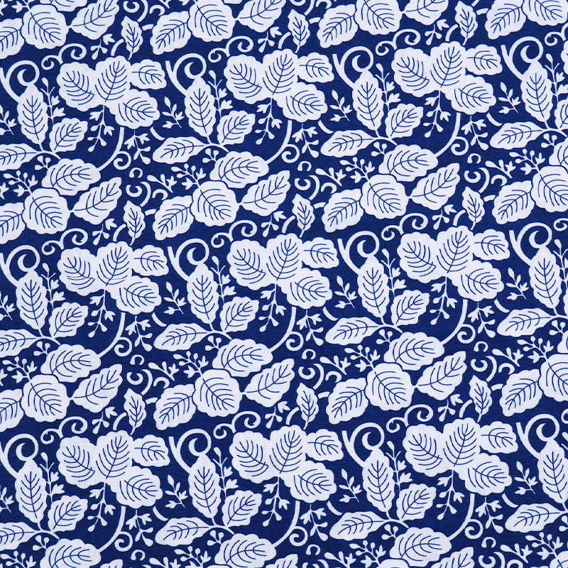 100% Cotton V&A Organic Cotton Fabric - Blue Botanical