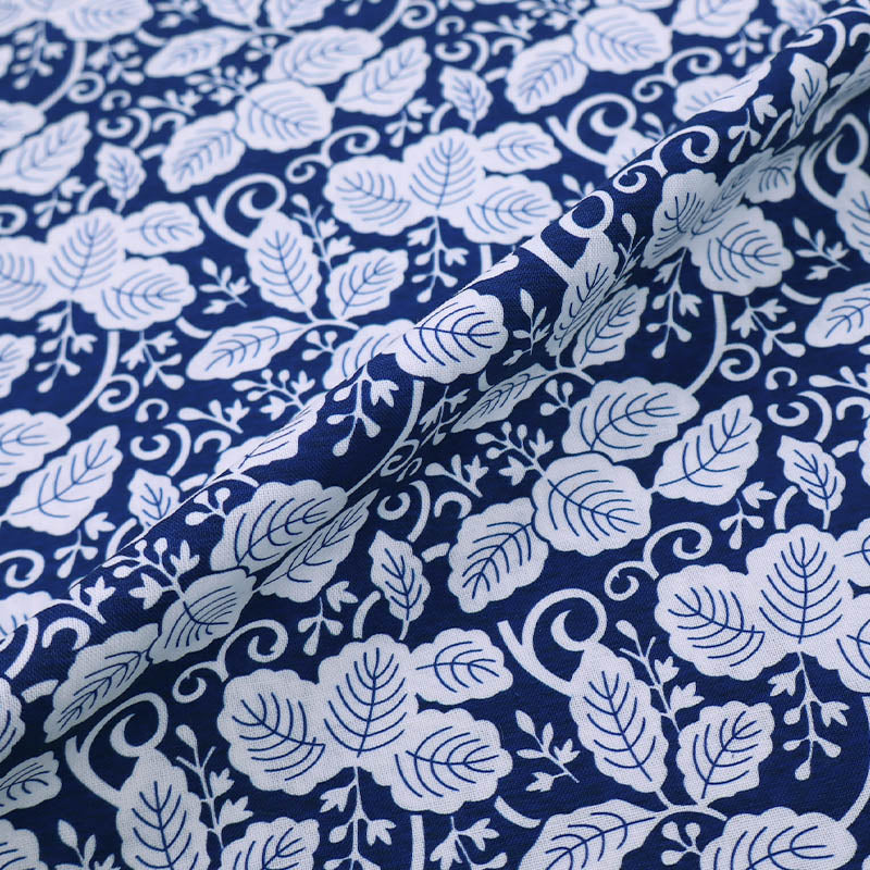 100% Cotton V&A Organic Cotton Fabric - Blue Botanical