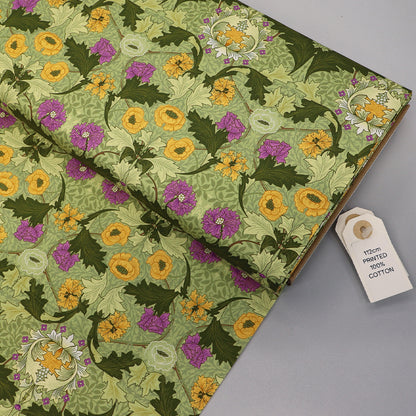 V&A Organic Cotton - Olive Orchard - William Morris - Myrtle
