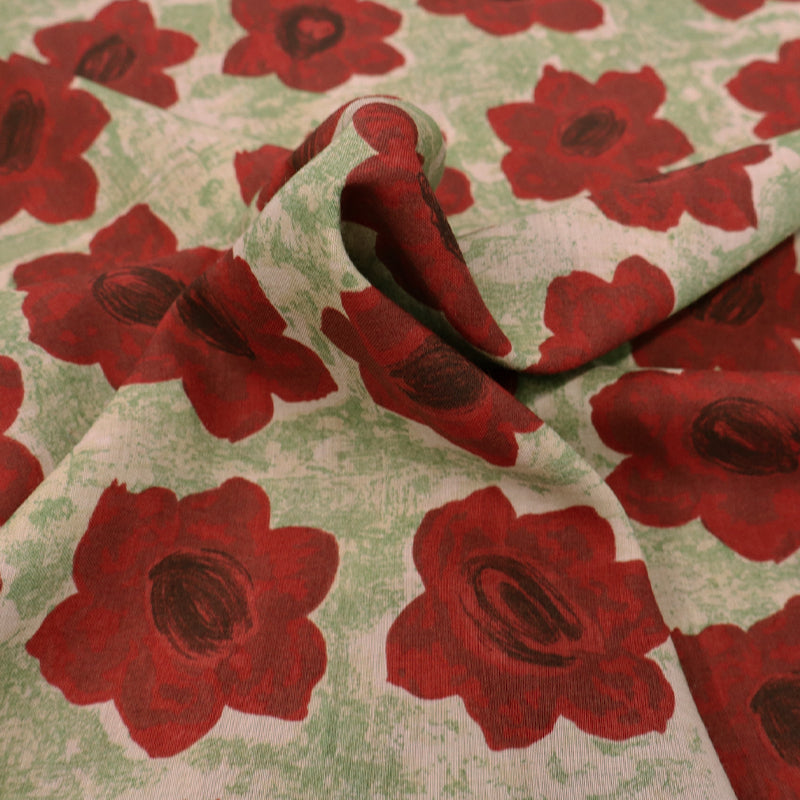 100% Wool Vintage Deadstock Liberty Varuna Wool Red Floral Fabric