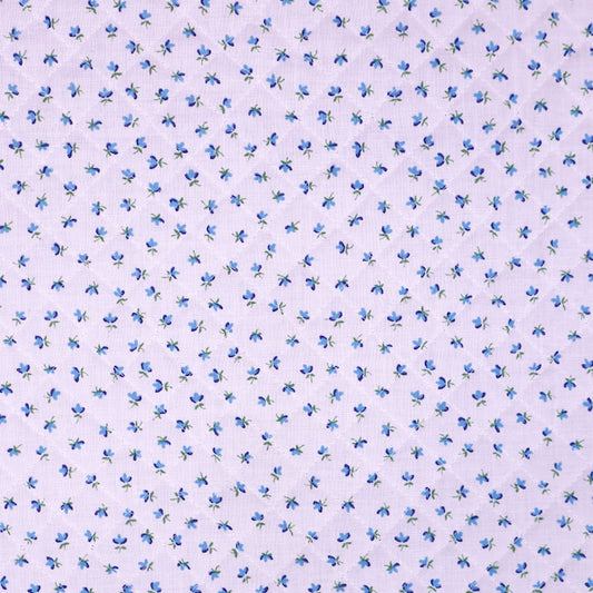 Vintage Quilted Poly Cotton - Blue/White - Posy