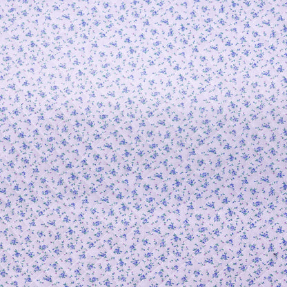 Vintage Quilted Poly Cotton - White - Ditsy Floral Blue