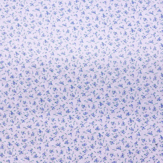 Vintage Quilted Poly Cotton - White - Ditsy Floral Blue