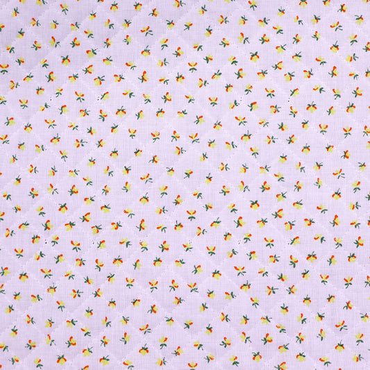 Vintage Quilted Poly Cotton - White/Yellow - Posy