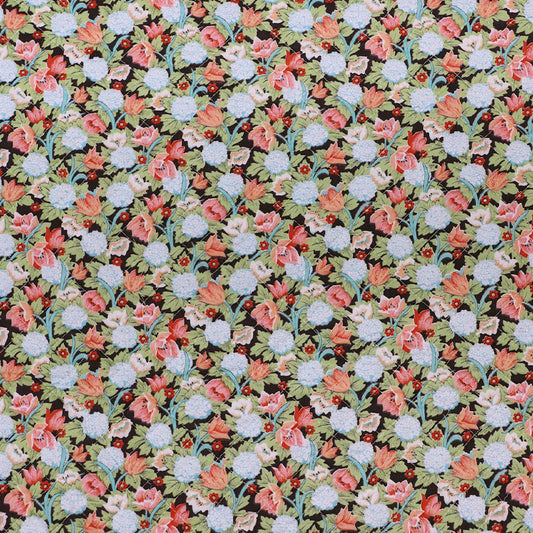 Vintage Black Floral Quilted Cotton - Moody Bloom