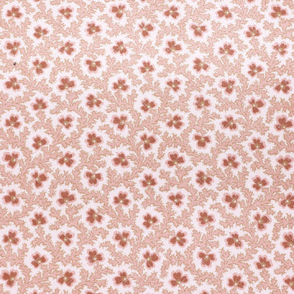 110CM REMNANT Vintage Quilted Cotton - Pink and Cream - Floral Branches