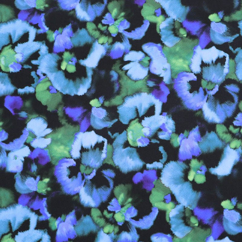 100% LENZING™ ECOVERO™ Viscose Fabric - Black and Blue Floral