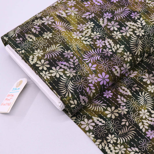Viscose - Floral Batik - Green and Purple