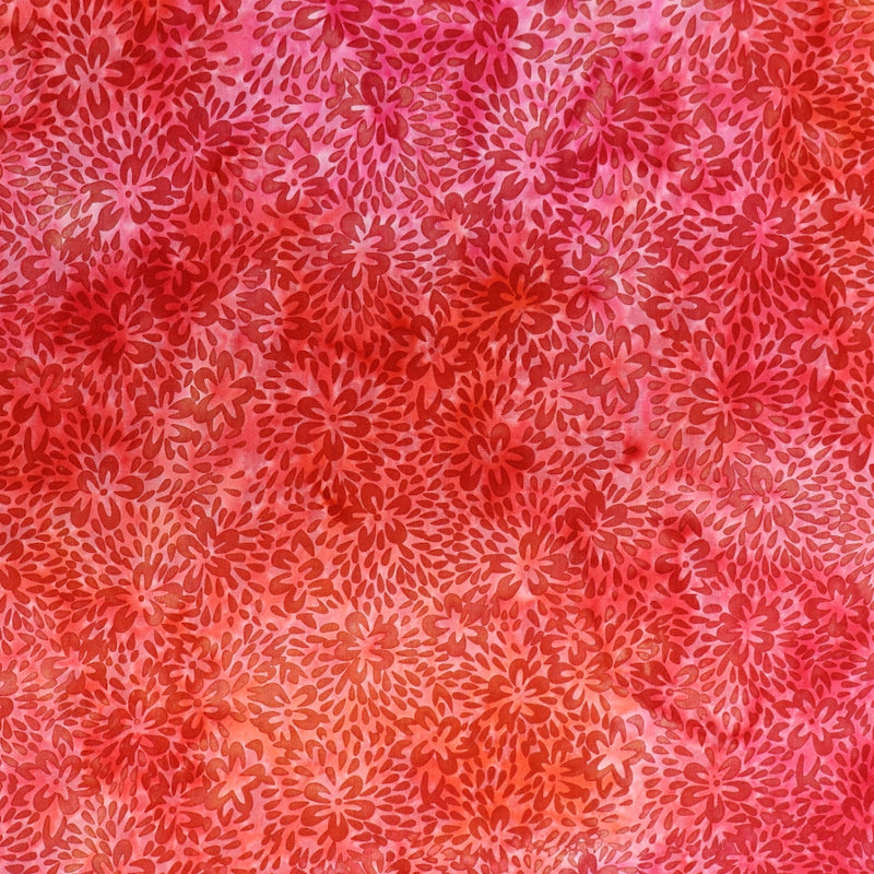 100% Viscose Orange and Pink Floral Batik Fabric