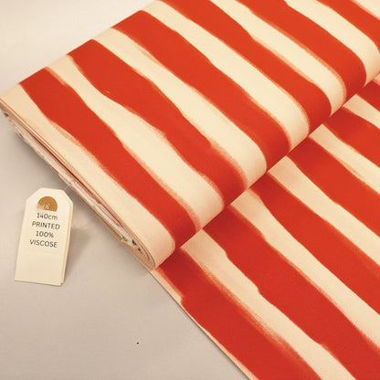 Viscose - Orange - Paint Stripe