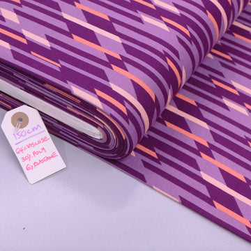 64% Viscose 30%Polyester 6% Elastane Nerida Hansen Dressmaking Ponte Roma Fabric - Purple and Orange