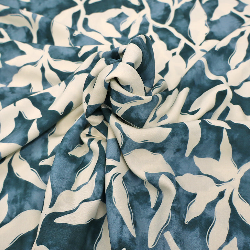 Viscose - Blue - Wobbly Leaves