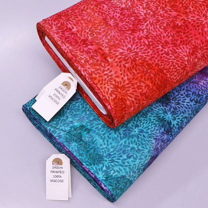 Viscose - Floral Batik - Oranges and Pink