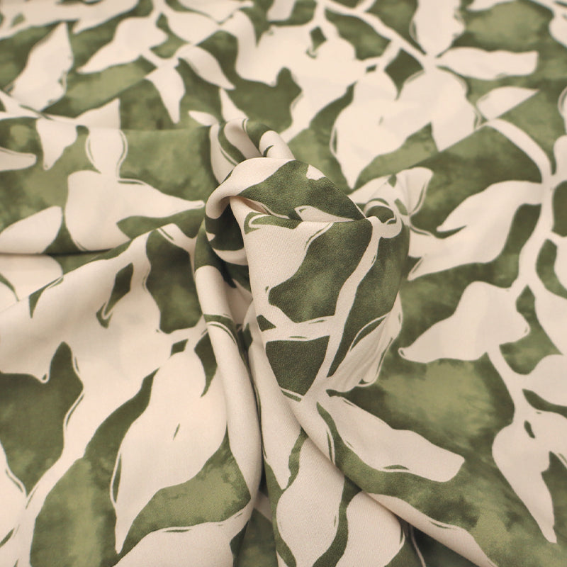Viscose - Khaki Green - Wobbly Leaves