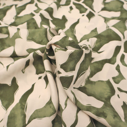 Viscose - Khaki Green - Wobbly Leaves