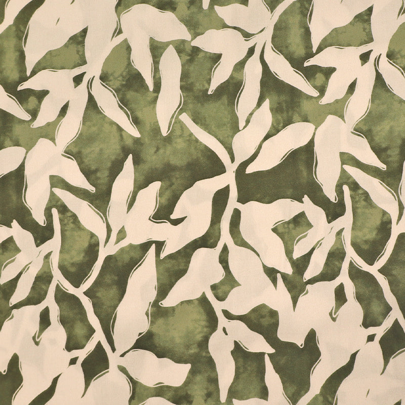 Viscose - Khaki Green - Wobbly Leaves