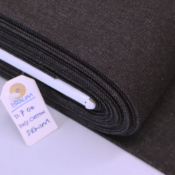 Washed Cotton Denim Fabric Black Fabrics Galore