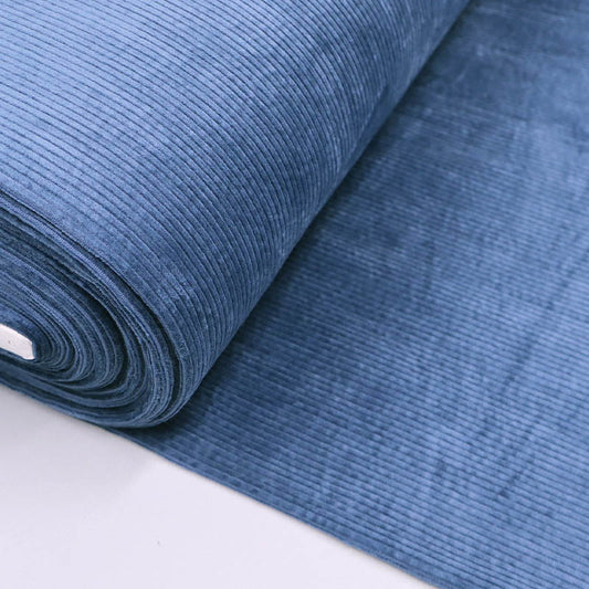 97% Cotton 3% Elastane Denim Blue Stretch Corduroy Fabric