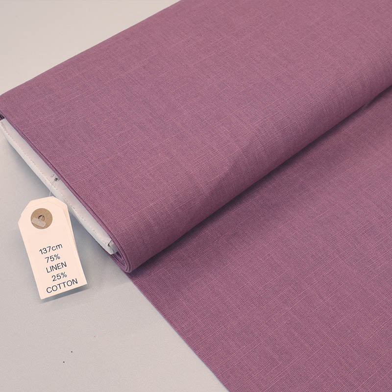 75% Linen 25% Cotton Dark Lilac Dressmaking Linen Fabric