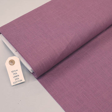 75% Linen 25% Cotton Dark Lilac Dressmaking Linen Fabric