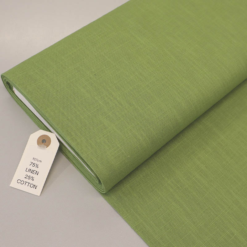 Washed Linen Rich Dressmaking Fabric - Asparagus Green