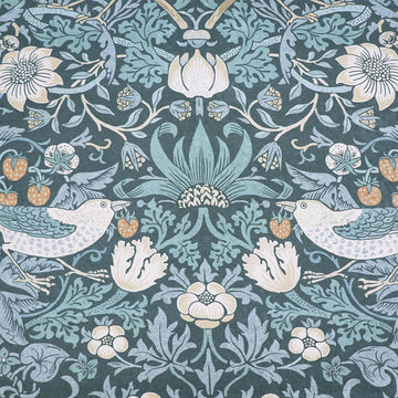 80% Cotton 20% Polyester William Morris Outdoor Fabric - Strawberry Thief - Blue