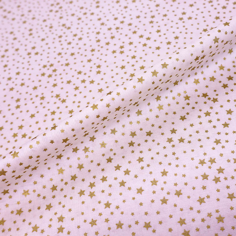 100% Cotton White Christmas Cotton Fabric - Gold Stars