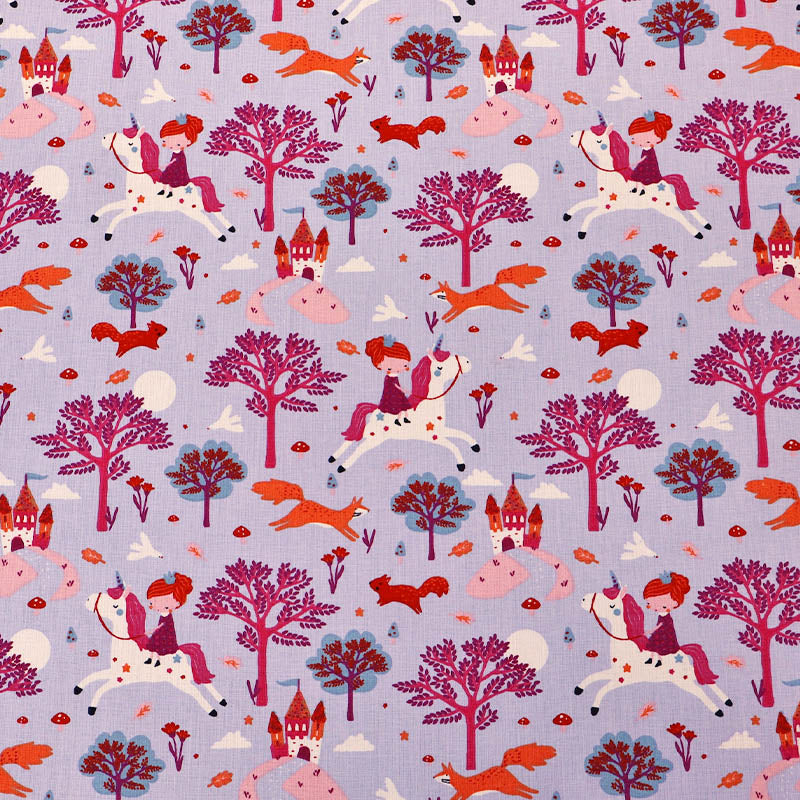 100% Cotton Children's Fabric - Unicorn Print in Lilac
